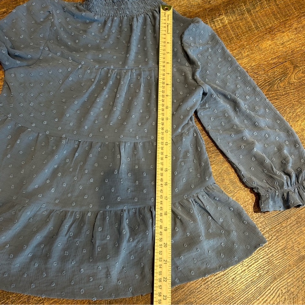 Monteau Blue Ruffle Neck Blouse S - Picture 7 of 9